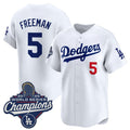Carri Los Angeles Dodgers #5 Freddie Freeman White  2025 Champions Stitched Jersey