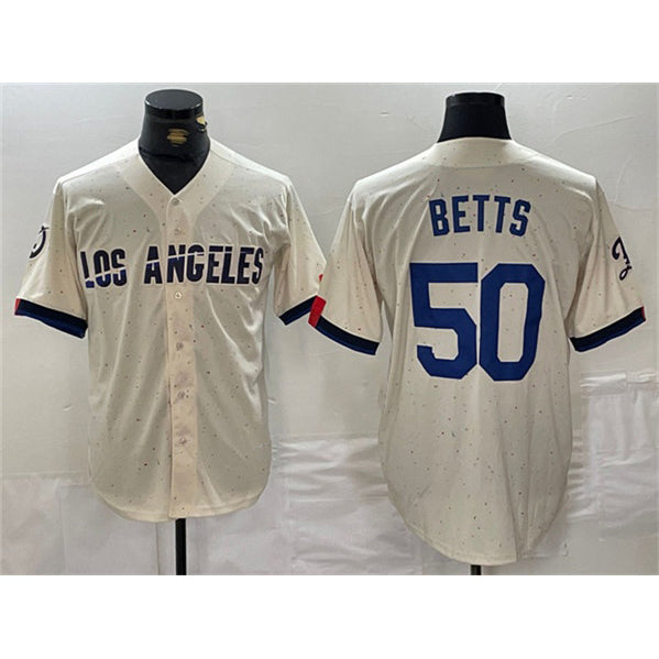 Carri Los Angeles Dodgers #50 Mookie Betts Cream  Stitched Jersey
